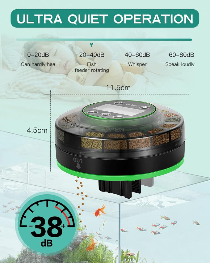 petbank automatic fish feeder for betta aquarium usb rechargeable auto food dispenser with precision feeding timer lcd display