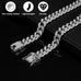 Silver 13mm Wide Metal Dog Chain Collar with Zirconia Diamond Decoration, 10 Inch, Not Adjustable