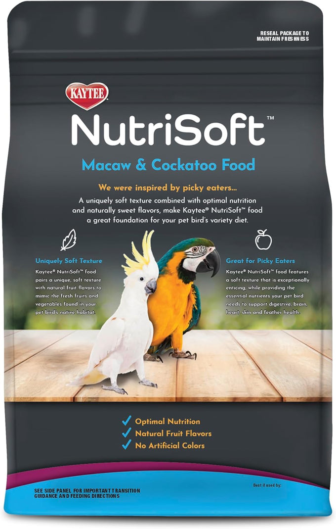 Kaytee Nutri Soft 3 Pound Pet Food for Macaw & Cockatoo Birds, Soft Texture, No Artificial Colors or Flavors