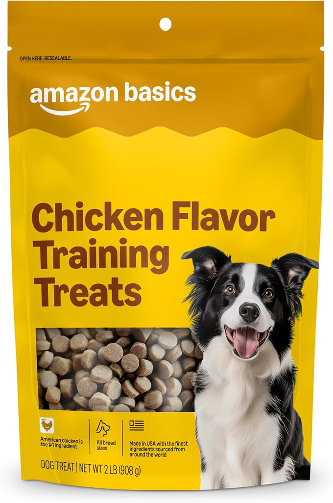 Amazon Basics Chicken Flavor Training Treats with Peanut Butter and Banana, 2 lb Bag, No Fillers, for Dogs