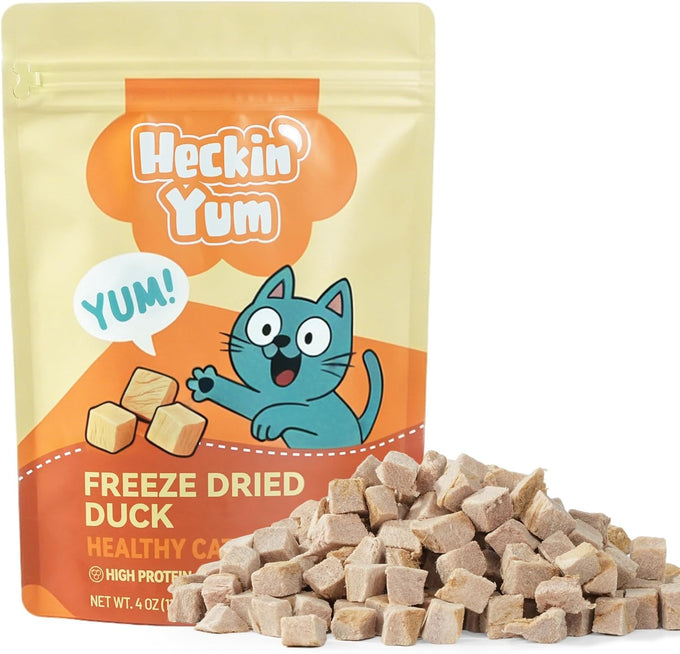 Single Ingredient Duck Bites Freeze Dried Cat Treats Grain-Free High Protein Healthy Training Snacks for Cats & Dogs 1 oz