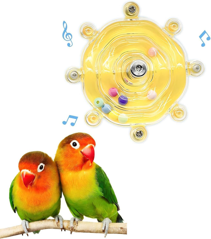 Parakeet Toys Colorful Spinner Rattle Bird Cage Enrichment Chewing Exercise for Parrots, 2pcs Random Color