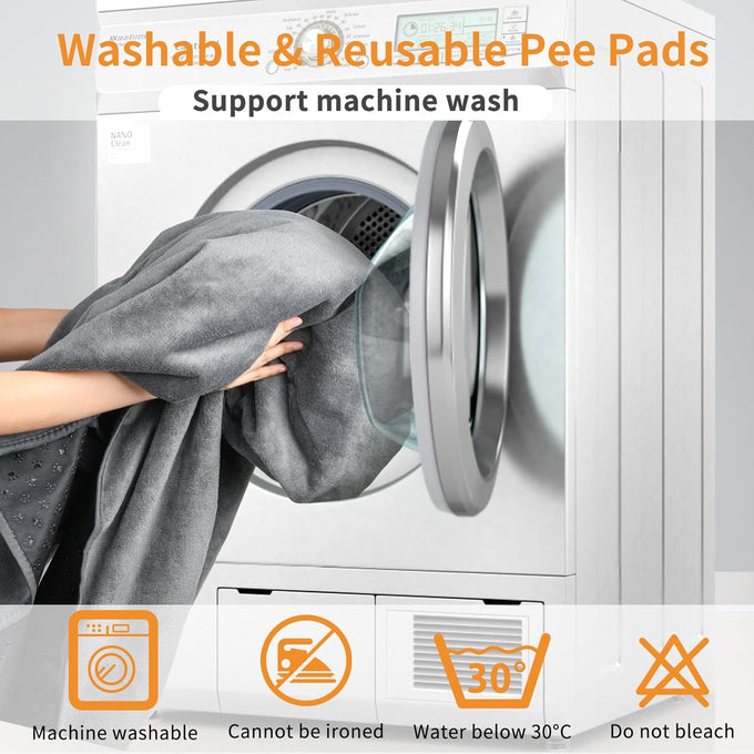 loobani 2 packs extra large reusable dog mat for floor, non-slip washable pee pads for dogs, gray, 36x48 inches