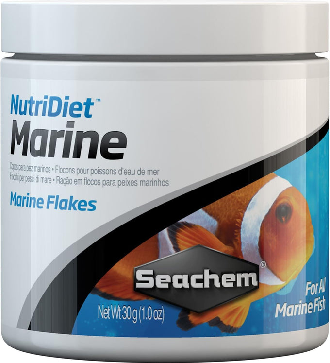 Seachem Nutridiet Marine Flakes with Probiotics, 30g, 1 oz, Garlic Guard, Chlorella, Vitamin C