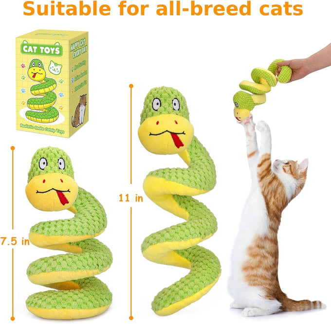 Retro Shaw 11" Realistic Silvervine & Catnip Snake Cat Toy with Crinkle Sound, Bite-Resistant Plush