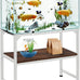 metal aquarium stand 24x12x20.27 inches non-slip foot and wooden shelf for 10-20 gallon fish tank