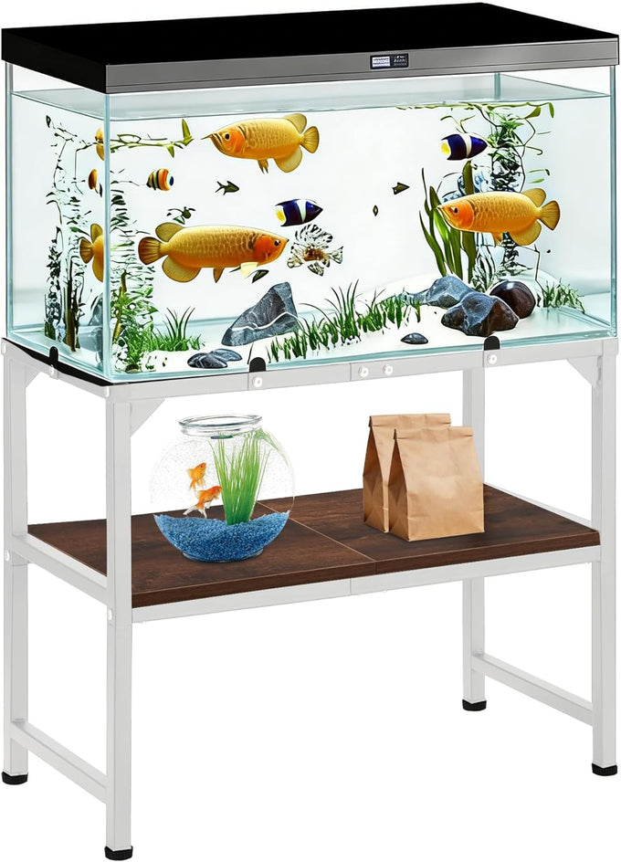 metal aquarium stand 24x12x20.27 inches non-slip foot and wooden shelf for 10-20 gallon fish tank