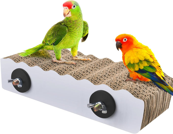 Katumo 4.9x3.1x1.6 inch corrugated paper parrot perch stand with two built-in wing nuts & bolts