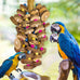 Natural multicolored wooden block parrot toys for large macaws cockatoos African grey and Amazon parrots, 19.7 inch, large size