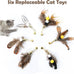 cat insect feather toys 6 pieces natural replacement refills interactive teaser attachments with bell