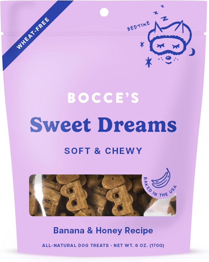 Bocce's Bakery Soft Baked Dailies Sweet Dreams Dog Treats, Wheat-Free, USA Made, Natural, Banana & Honey, 6 oz