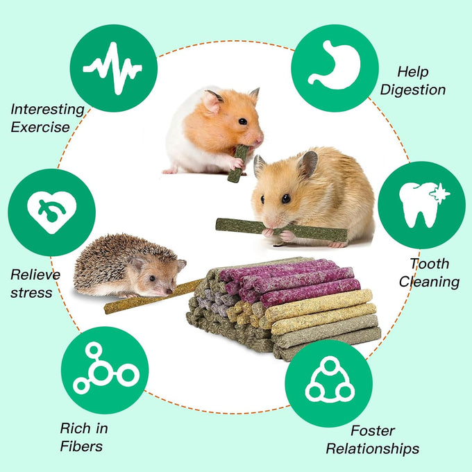 jorewood 33pcs rabbit chew sticks natural timothy grass molar teeth stick guinea pig toys