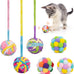 6-pack retro shaw cat toys balls with yarn bell for indoor kittens and cats, safe and interactive play
