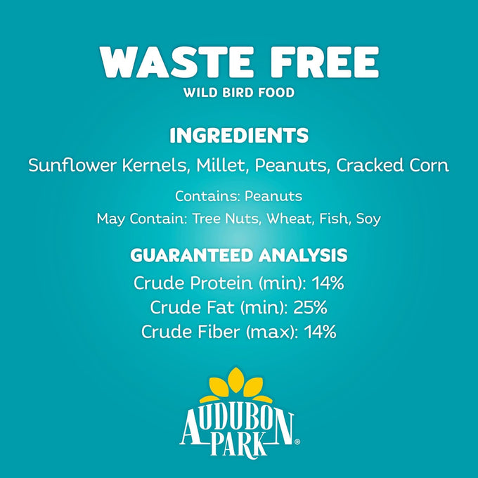 Audubon Park 12 lb No Mess Wild Bird Seed Blend with Sunflower Hearts & Peanut Pieces for Outside Feeders