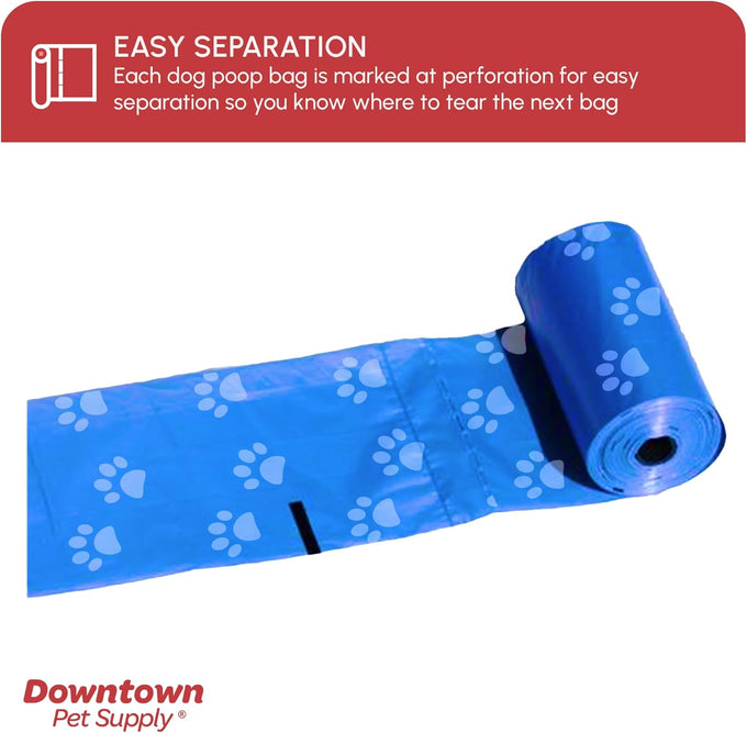 Downtown Pet Supply Poop Bags for Dogs with Leak-Proof Dispenser, 180 Count, Rainbow, 12.5" x 8.5"