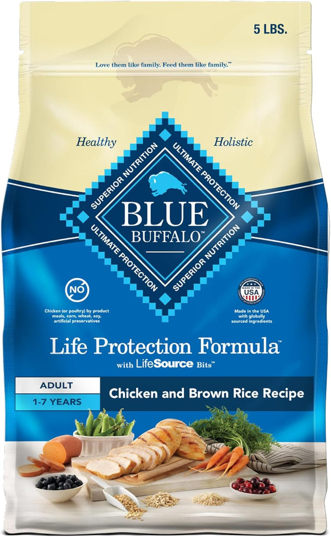 Blue Buffalo Adult Dry Dog Food, Chicken & Brown Rice, 5-lb