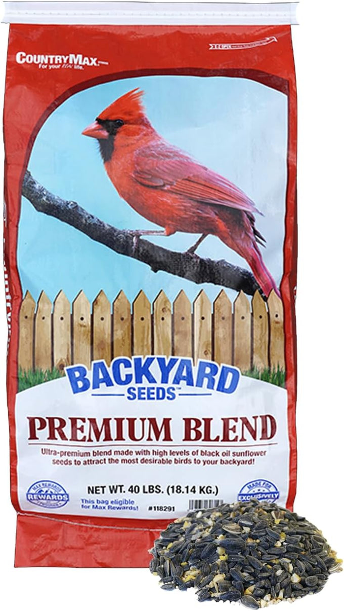 Backyard Seeds supreme wild bird food blend, 40 pounds, large bulk bag, USA made, high-energy formula