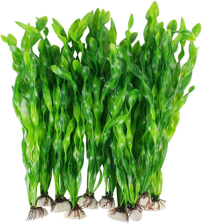 MyLifeUNIT Artificial Seaweed Aquarium Plant Decorations 10 PCS, 12 Inches Tall, Green Plastic PVC