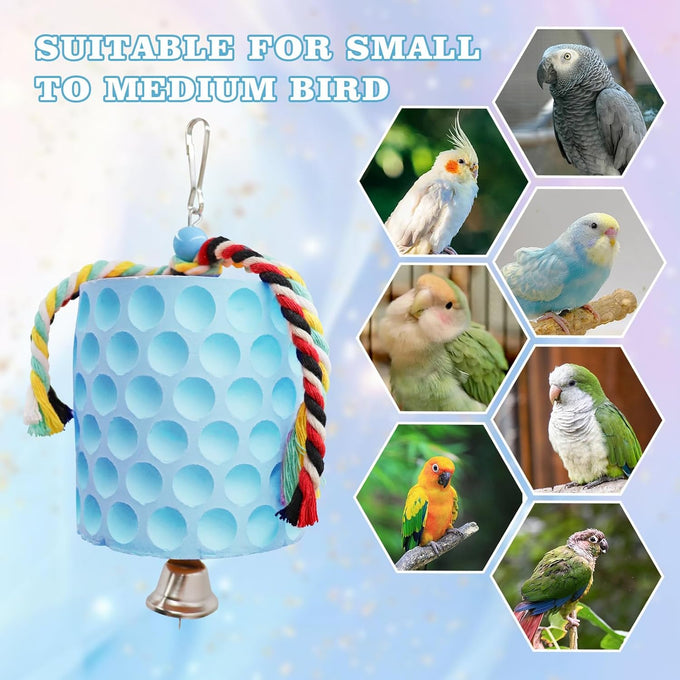 African Grey, Amazon Parrot, and Cockatiel beak grinder toy with bells for cage