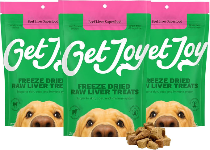 Get Joy Freeze Dried 100% USDA Beef Kidney Dog Treats, 4oz, Single Ingredient Organ Meat, Grain Free, Gluten Free