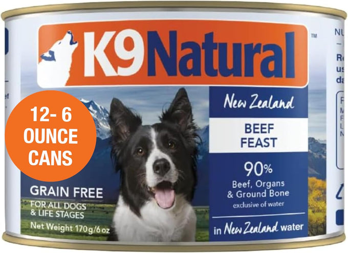 K9 Natural Lamb & King Salmon Wet Dog Food Pate, Grain-Free Premium Canned Dog Food, with Grass-Fed New Zealand Lamb, Salmon, Organs, & Ground Bone, Complete Meal for All Life Stages, 13oz, Pack of 12
