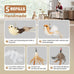 rosaui cat teaser wand toys, 42.15'' long, sustainable wooden handles, 2pcs wires and 5pcs natural refills, for indoor kittens