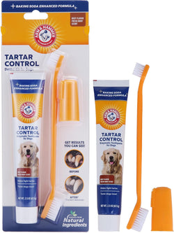 Arm & Hammer for Pets Tartar Control Dog Dental Kit with Enzymatic Toothpaste, 3-Piece Set for Puppies and Adult Dogs, Beef Flavor, Reduces Plaque and Tartar