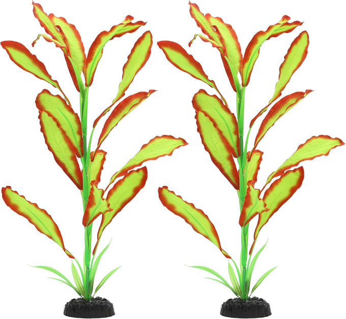 12 inch silk aquarium plants, artificial green decorations for fish tank, aquarium decor 2 pack