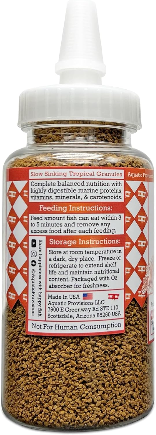 High-Protein Aquatic Provisions Community Fish Food Granules 3.17 oz Slow Sinking