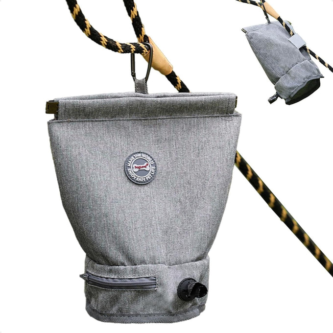 Reusable dog waste bag holder with waterproof design, magnetic closure, and portable attachment options