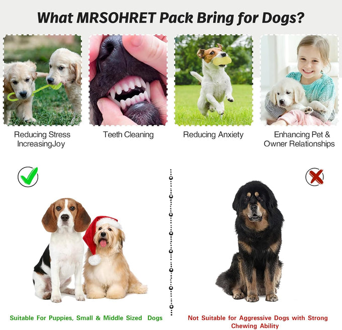 mrsohret 20pcs puppy chew toys for teething dog rope treat balls plush squeaky toys for small medium dogs