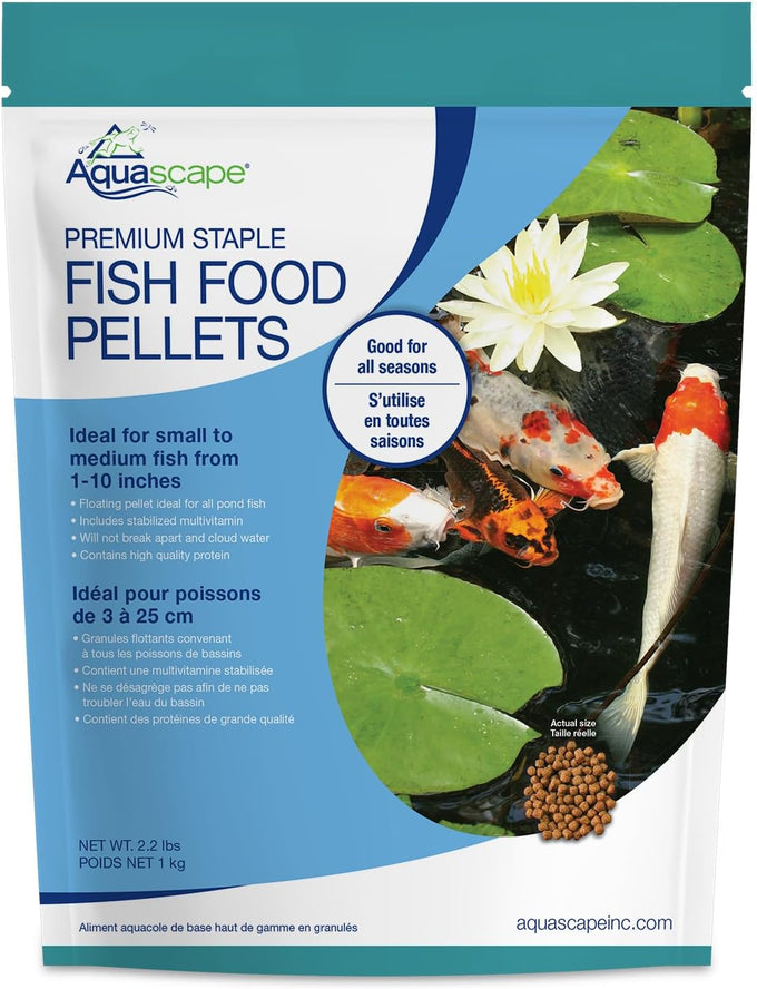 Aquascape Premium Staple Fish Food Pellets, Medium Pellet, 2.2 Pounds for Small to Medium Pond Fish