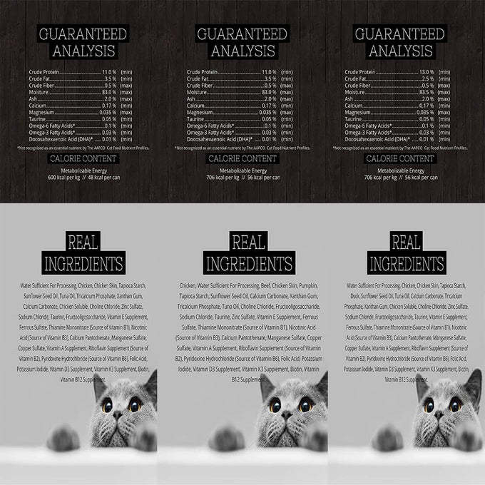 fussie cat super premium canned cat wet food - 12 pack variety pack with hs pet food bowl