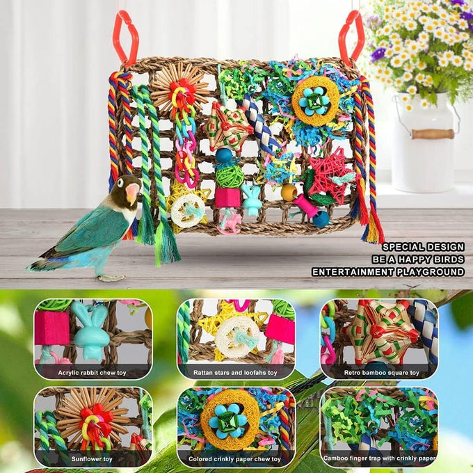 yixund handmade seagrass wall bird toys for parakeets cockatiel conures lovebirds