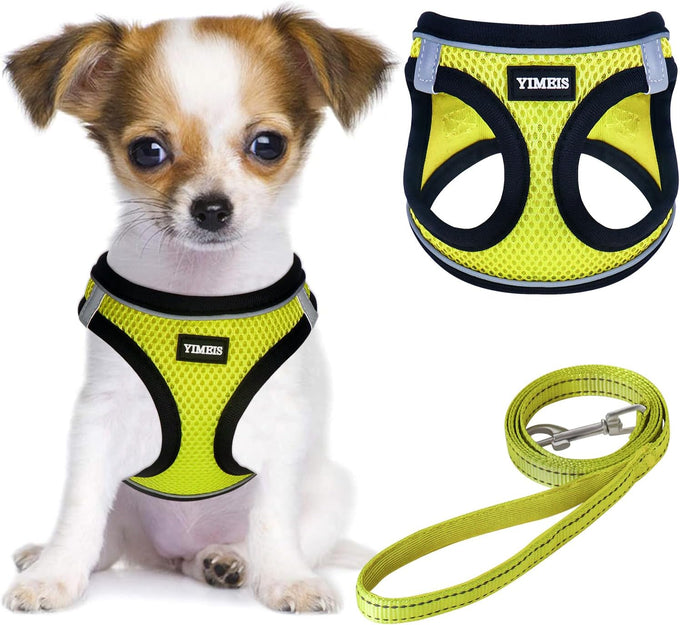 Yimeis No Pull Soft Mesh Pet Harness and Leash Set for Small Medium Large Dogs and Cats, Pink, X-Small