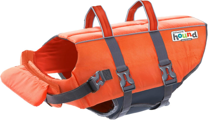 Outward Hound Granby Splash Orange Dog Life Jacket, Medium, High-Visibility, Adjustable Fit, Ripstop Material