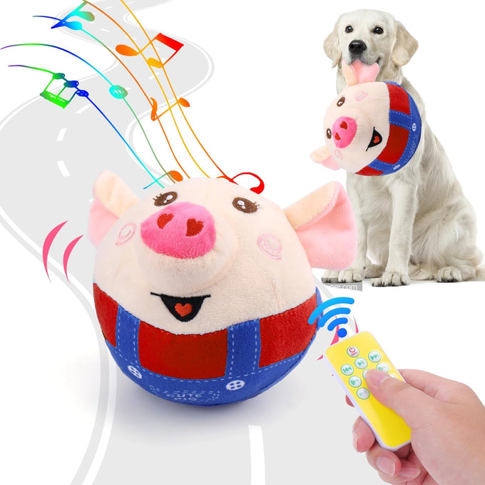 Baborui Rechargeable Interactive Dog Toy in Blue, Jumping Squeaky Toy with Recording and Music Modes for Small to Large Dogs