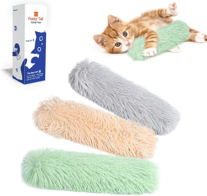 Potaroma Cat Toys 3-Pack Soft Plush Crinkle Sound Catnip Pillows Interactive Kitten Kickers