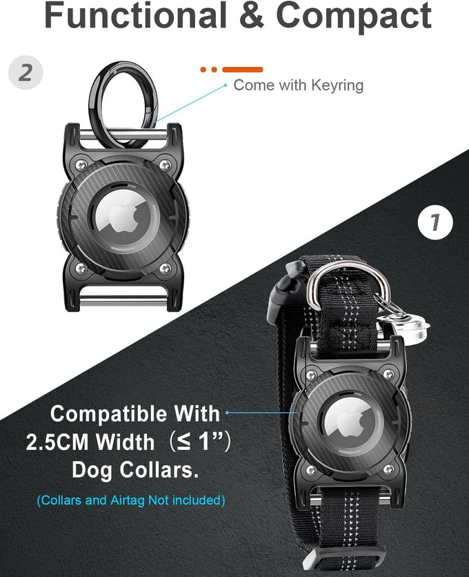 oneonta airtag dog collar holder waterproof compatible with 1\" width collar