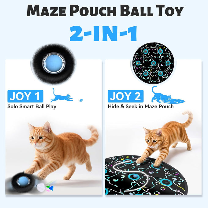 Orsda cat toys interactive hide and seek fast rolling ball motion chirping activated moving ball 7 holes mat mouse catching game