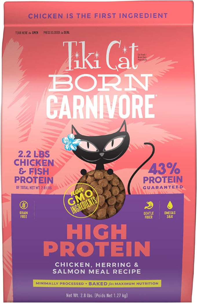 Tiki Cat Born Carnivore High Protein Dry Cat Food, Deboned Chicken & Egg, 2.8 lbs. Bag