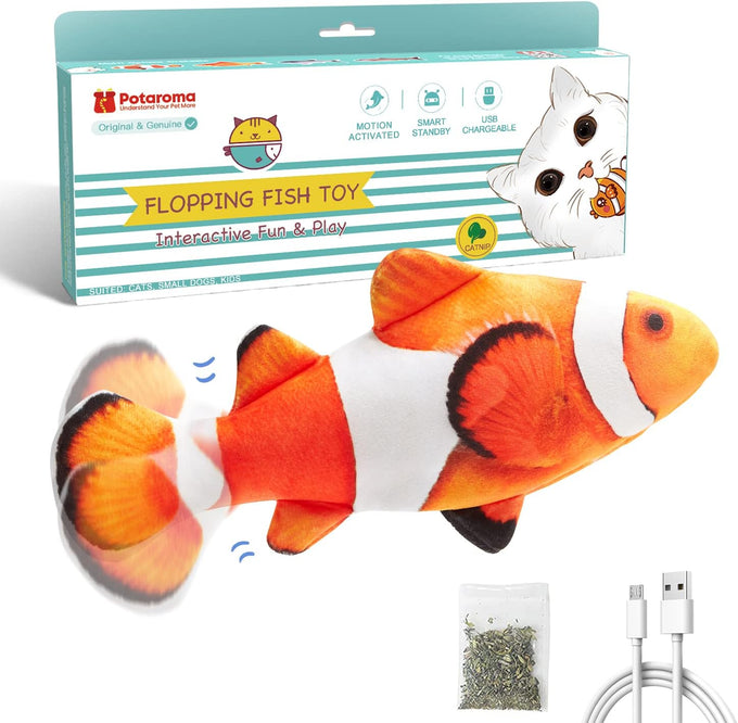 potaroma cat toys flopping fish with catnip automatic motion sensor 10.5 inches