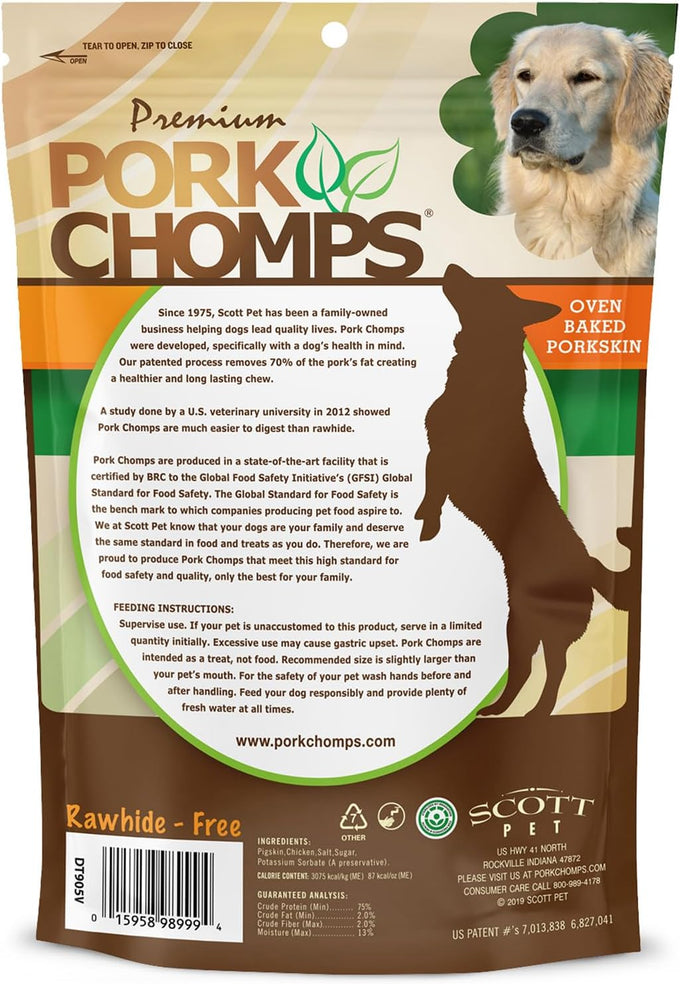 pork chomps real chicken wrapped baked pork skin dog chews, 5 inch mini twists, 12 count