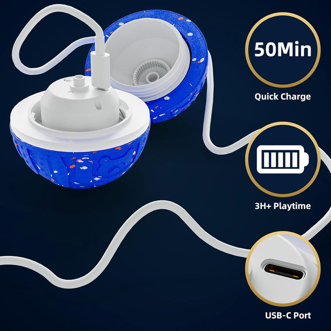 Blue Interactive Dog Ball Toy with 3 Play Modes and Colorful Lights for Medium to Large Dogs