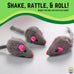 Smokey's Stash White and Gray Fuzzy Rabbit Fur Mouse Cat Toys for Cats 12 Pack Rattle Realistic Fake Mice