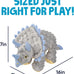 goDog Dinos Frills Squeaky Plush Dog Toy with Chew Guard Technology, durable fabric, for active play, gray, large