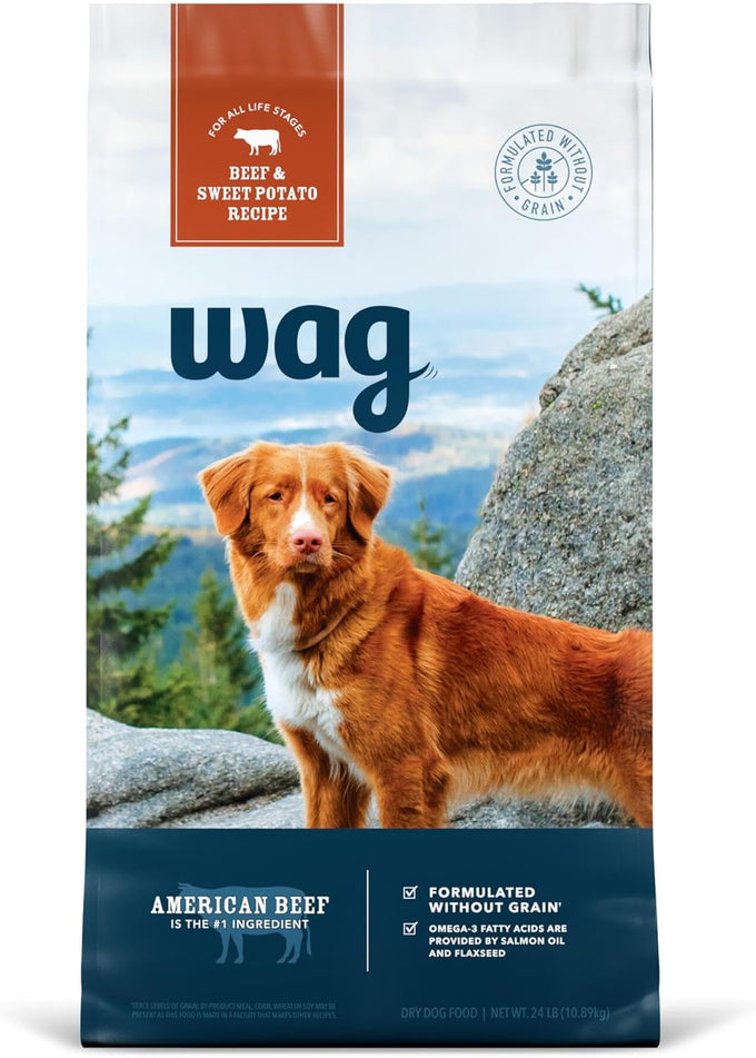 Wag Dry Dog Food, Salmon & Sweet Potato, Grain-Free 24 lb