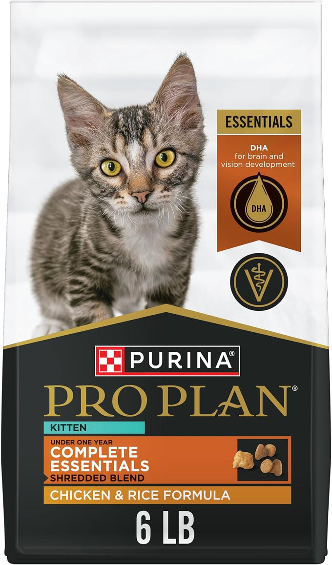 Purina Pro Plan Kitten Dry Food Complete Essentials Shredded Blend Chicken and Rice Formula - 6 lb. Bag