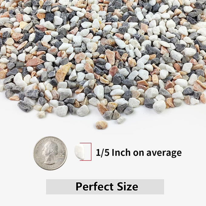 yizm 2lb succulent cactus gravel pebbles natural decorative polished stones 1/5 inch mixed color