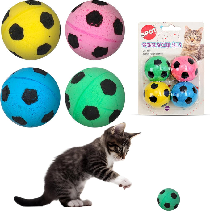 spot interactive colorful plush cat toys soccer balls 1.5 inch assorted 4 pack